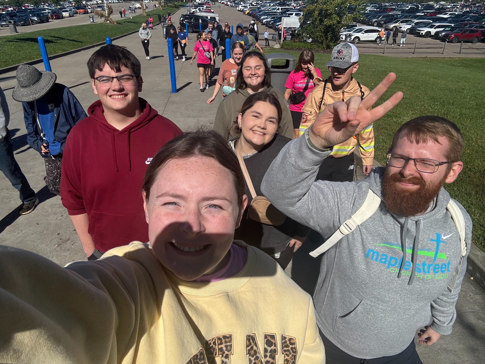 Element 412 students taking a group selfie on a trip